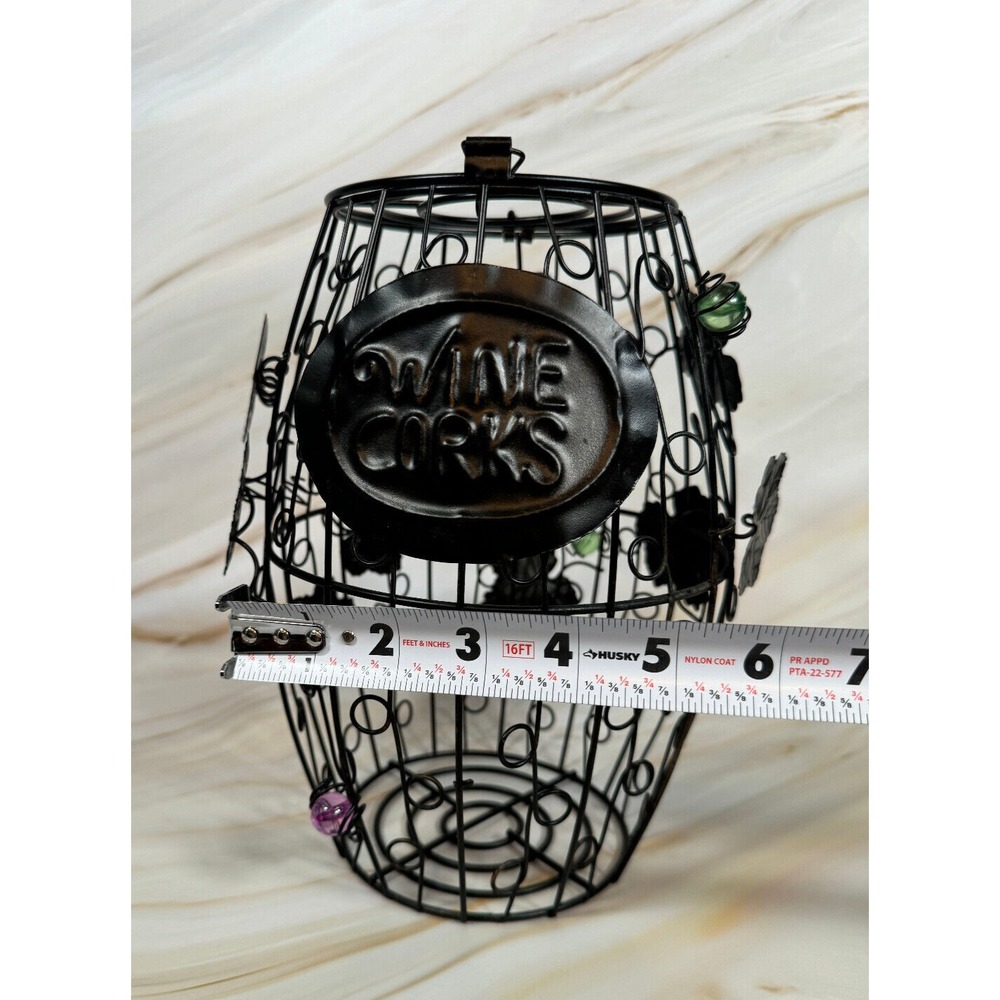 Metal Wine Cork Barrel Decorative Holder Glass Beads Sturdy 6.5 x 6.5 x 9.5 - Picture 8 of 8